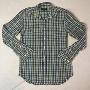 Banana Republic Shirt M Men Slim Fit Button Green Plaid Long Sleeve